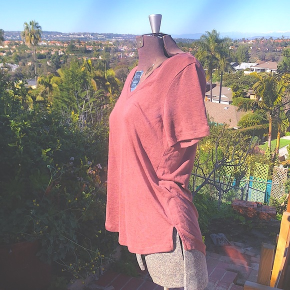 🚫Gifted Athleta soft v neck t shirt in mauve dusty brown pink soft modal sz S - Picture 6 of 8